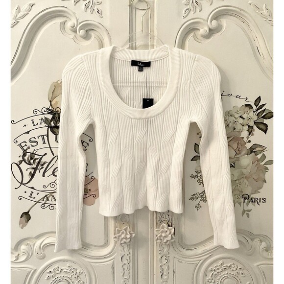 Lulus Comfy Charisma Sweater Women's XS Ivory Scoop Neck Pullover NWT - Picture 5 of 13